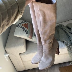 Kenneth Cole taupe suede knee high boots